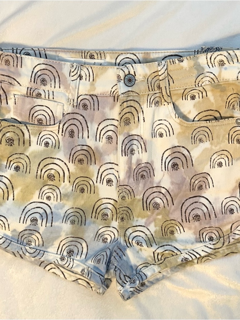 Anthropologie NWT Pilcro Hannah Leathers Rainbow Ultra High-Rise Denim Shorts 26